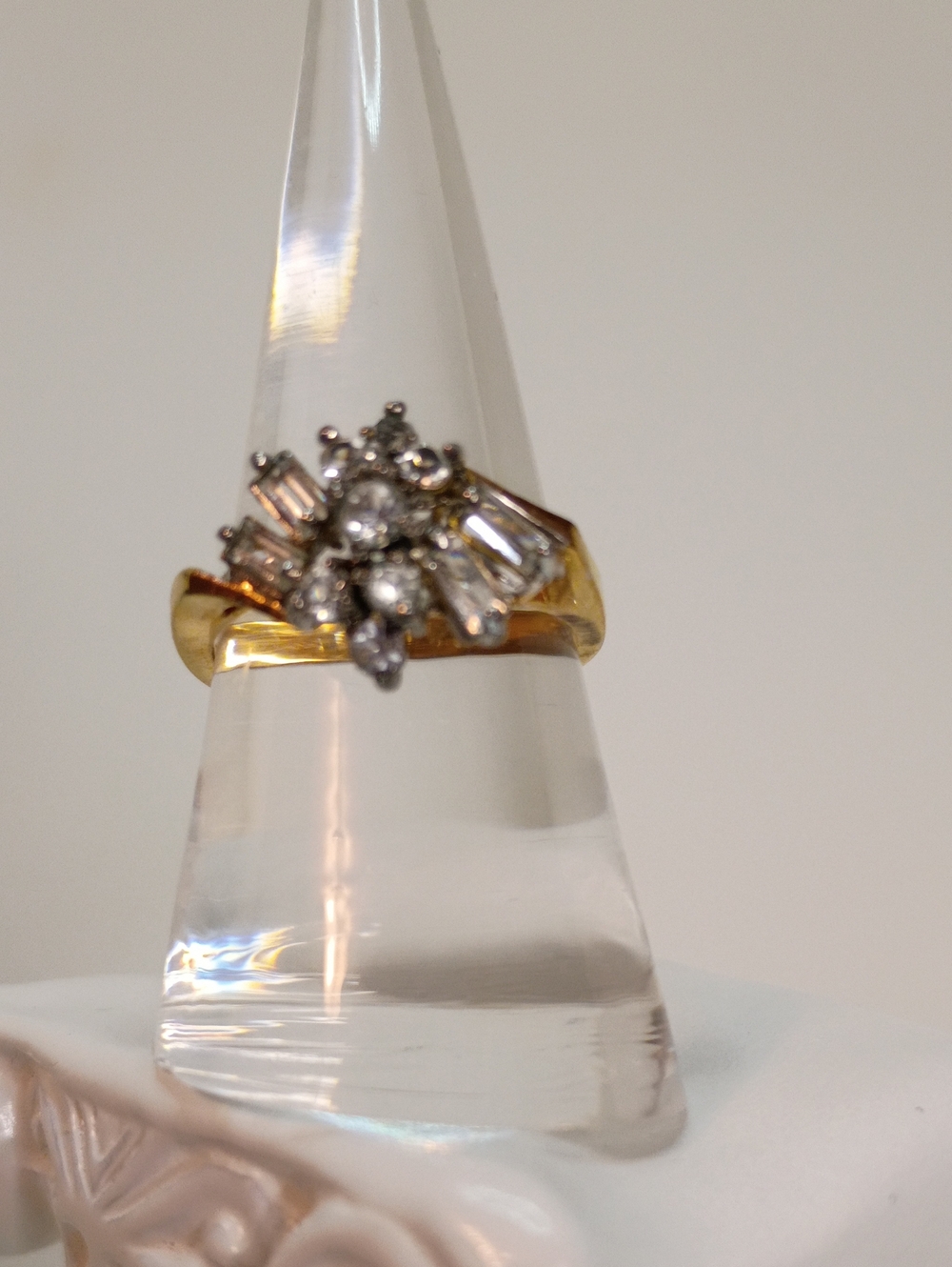 Gold-Tone Cluster Ring with Clear Stones